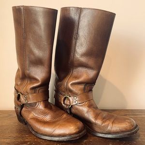 Men’s Classic Frye Harness Boots Tan Leather Size 10D